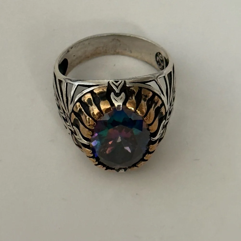 925 Silver mystic topaz ring purple green yellow blue mix multi multiple colors